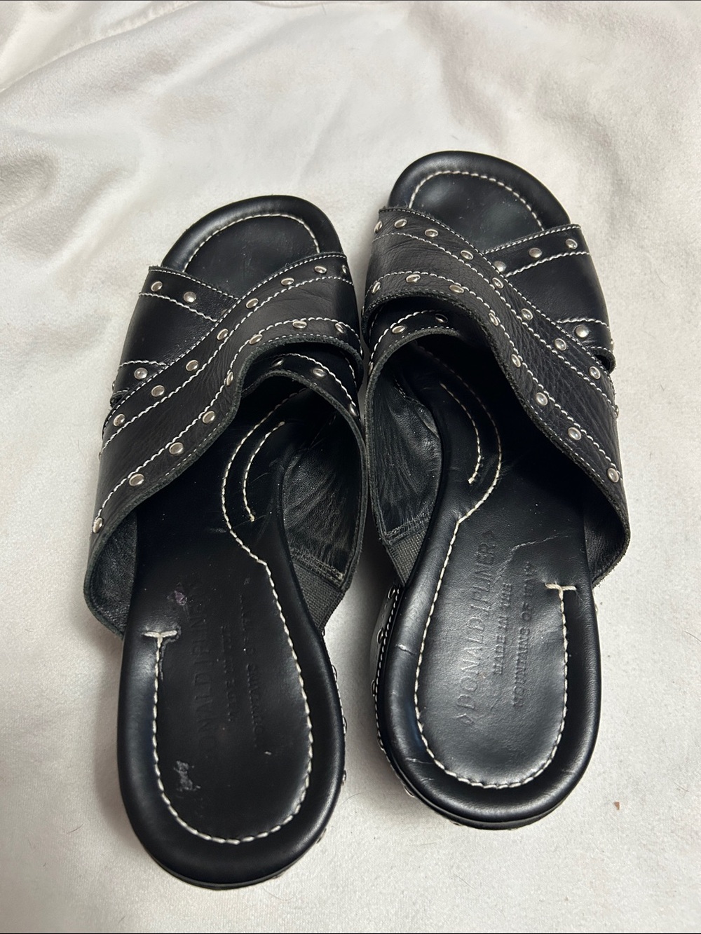 Donald J. Pliner Black Studded Slip-On Mules